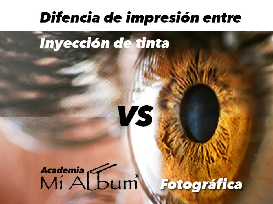 Comparación visual entre impresión con inyección de tinta y papel fotográfico de haluros de plata.
